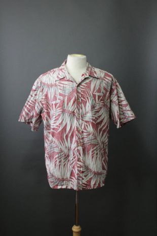 Cooke Street Shirt. Tropical Shirt. Red White Island Floral Print. Summer Surf Shirt. Size Large. Gogovintage. Free Shipping