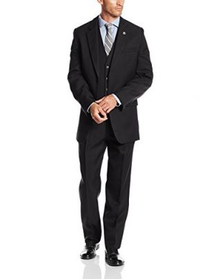 Stacy Adams - Stacy Adams Men's Suny Vested 3 Piece Suit, Black, 44 Regular