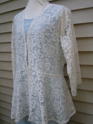 Quaker Lace Kimono Style Veste Vintage Veste en dentelle Lagenlook Boho