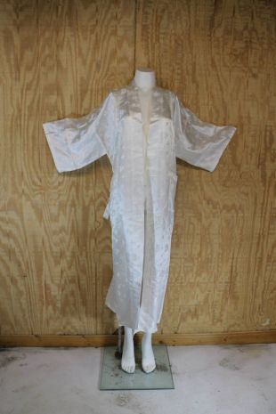 ESMÉ brocart de soie blanche mamans lanterne bambou fleur de cerisier mariée Kimono Yukata Robe moyenne M TN-o années 1980