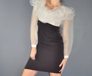 80s Ruffle Organza Avant Garde Robe Prom Formal Statement S