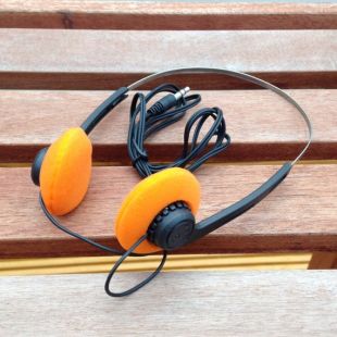 Invent Star Lord Style Walkman Hi-Fi Stereo Earphone Headset Orange ear pad 