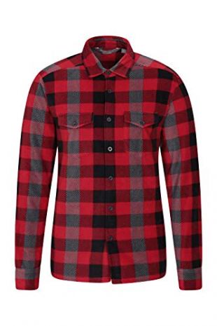 Chemise Polaire pour Homme - Haut Respirant, Anti-Boulochage, Légère, Séchage Rapide - pour la Marche et Le Camping par Temps Froid Rouge Foncé XS