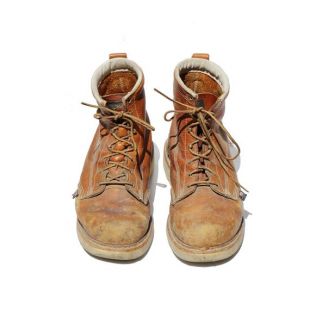 SIZE: 12 EE / vintage Hommes Brown Leather Work Boots (S 132)