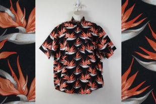 vintage des années 1990 Noir - Orange Tropical Shirt