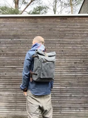 Sac à dos en waxed canvas avec cuir
