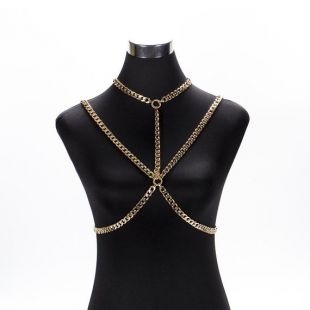 Chaîne de corps épaisse d'or, collier d'épaule d'or, bijoux de chaîne de corps, bijoux de vacances, collier de corps, collier de corps d'or