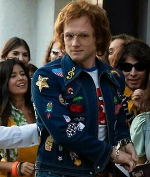 Taron Egerton Rocketman Elton John Patches Logos Fashion Denim Jacket Men  | eBay