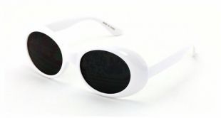 White Bold Bold Oval Mod Thick Frame Lunettes de soleil Clout Lunettes Kurt Cobain Verre