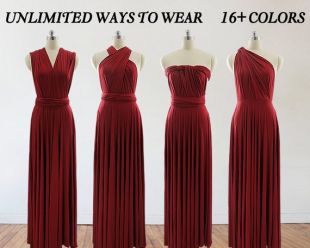 Robe de demoiselle d’honneur Bordeaux, longue robe Infinity, vin rouge long étage longueur boule robe Infinity robe convertible Wrap Multiway formelle robe