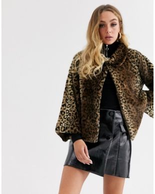 leopard print faux fur jacket