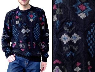 Pull sud-ouest en tricot épais - pull vintage - Laine 100% Chunky - Rétro Southwest Design - Chef Joseph Pattern - Taille homme Grande (L)