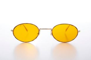Oval Blue Blocker Lens Hippy vintage Sunglass - Mellow