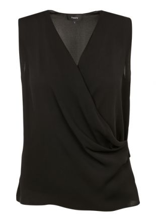 TOP COL V PORTEFEUILLE EN SOIE BLACK