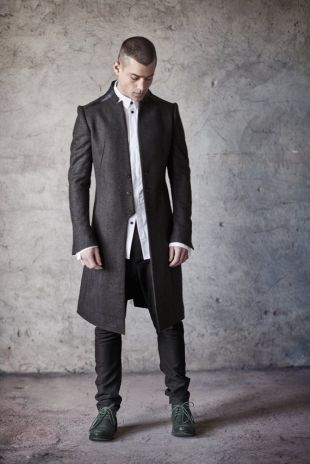 Slim Fit manteau / futuristes Mens Coat / manteau sans col en laine / Extravagant Mens vêtements / adapté manteau par POWHA