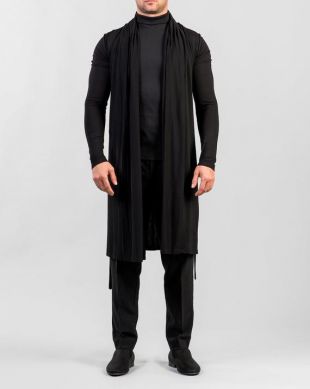 Veste cardigan homme en noir / Cardigan noir minimaliste / Mode avant-garde futuriste / Veste kimono ceinturée / Cardigan élégant