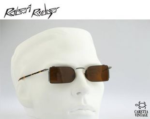 Lunettes de soleil Steampunk hommes, Robert Rudger 1580 148 22, tortue vintage des années 90 - noir petits rectangle lunettes de soleil femmes, NOS