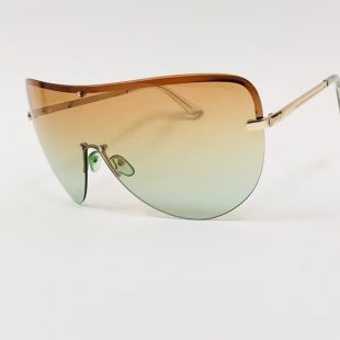 Fashion Women's Square Design Large Oversize XXL Gold Frame Orange Green Lens Shield Big Shades One Piece Rimless Lunettes de soleil Gafas Lentes