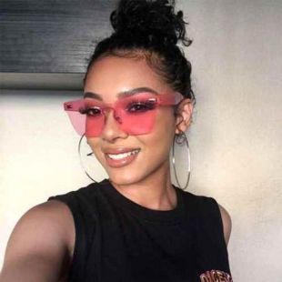 Fashion Square Light Weight Hommes Lentilles roses Rimless Celebrity Retro Classic Shades 2019 Style Eye Wear Lunettes de soleil Gafas Lentes Moda