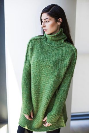 Pull en tricot , Moss vert Chunky tricot oversized Alpaca robe pull tricot pour femme
