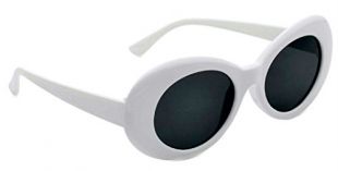 WebDeals - Oval Round Retro Oval Sunglasses Color Tint or Smoke Lenses Clout Goggles (#1 White, Smoke)
