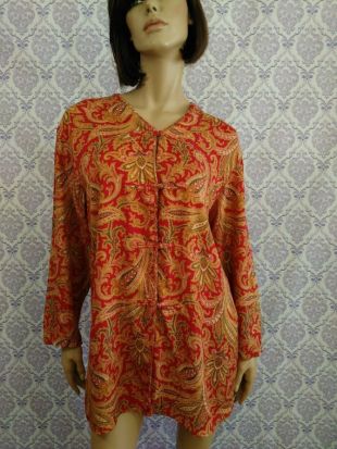 vintage Victorias Secret Silk Night Shirt Taille M Chemise Red Paisley Lounge Wear