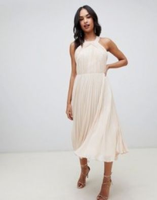 Asos - pleated bodice halter midi dress