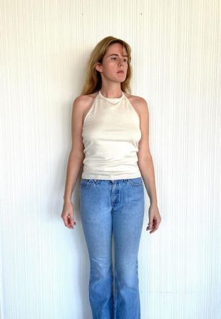 90s Halter Top avec Beading par Nicole Miller