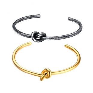 2 Bracelets Bras Femme Acier Inoxydable - Design Ajouré Ajustable, Or Et Argent - 10