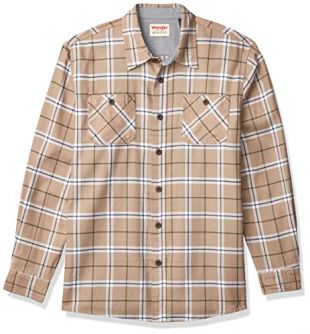 Wrangler Authentics Men's Long Sleeve Flannel Shirt, Dune, X-Large