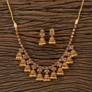 Collier Jhumka or/ Indian Necklace/ Indian Wedding Necklace/ Indian jewelry/ Indian Polki Necklace/ Delicate Necklace