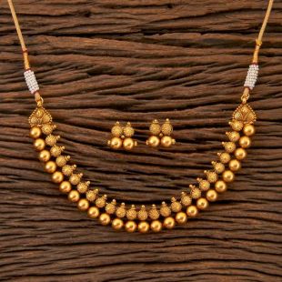 Bijoux indiens Matte Gold Necklace