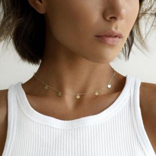 Minimalist Geometric Bright Disc Choker Necklace, 925 Silver Coin Chain Choker, Delicate Layering Necklace Gold, Tiny Disc Necklace Gold