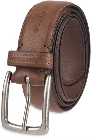 Columbia Men's Casual Leather Belt -Trinity Style for Jeans Khakis Dress Leather Strap Silver Prong Buckle Belt,Tan,36