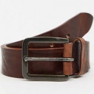 smooth leather belt in brown