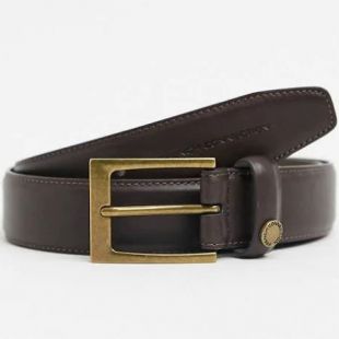 French Connection - button trim leather belt in brown