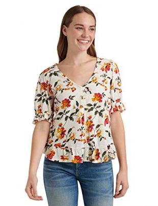 Lucky Brand - Lucky Brand Women's Short Sleeve V Neck Floral Peasant ...