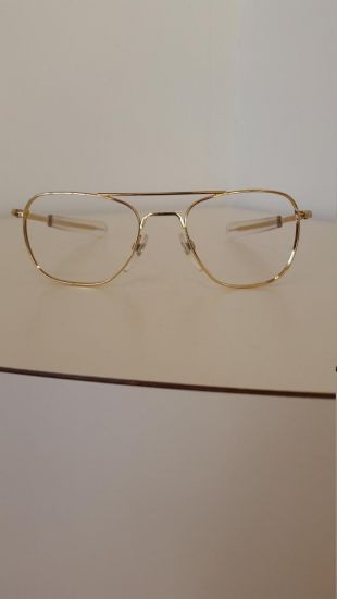 1990s Gold Aviator Eyeglasses Frame by Randolph Engineering; Double Bar w/Bayonet Temples; NOS Never Used; Made in USA; Rx-able; Add Lenses