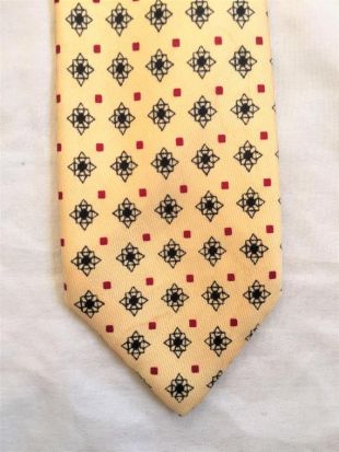 Vintage 50s Pumphrey's Light Yellow Black Star Patterned Skinny Tie