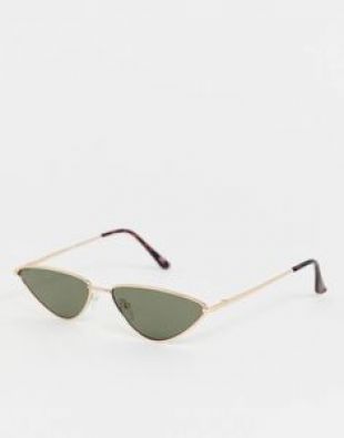 skinny almond metal cat eye sunglasses