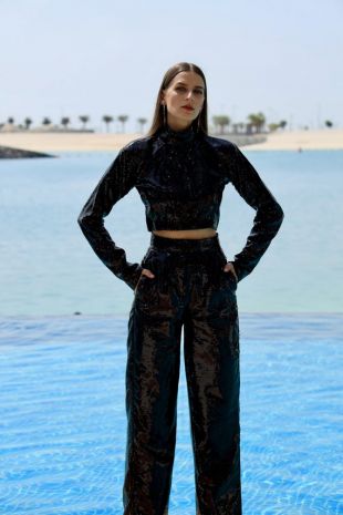 Pantalon Palazzo À taille haute
