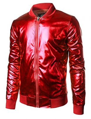 Metallic Party Costume Varsity Bomber Jacket Small Red