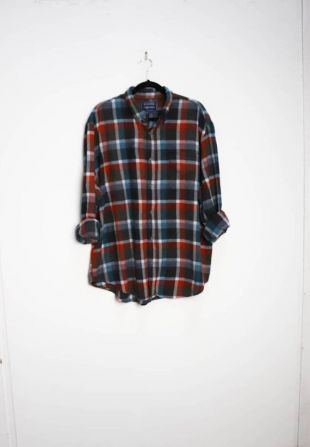 Red Plaid Flannel Shirt vintage Blue Plaid Button Down Shirt Hommes's Extra Large Shirt Red Check Button-Down Flannel Shirt vintage Blue Plaid