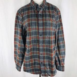 vintage 90s LL Bean Blue Plaid Flannel Button Up Shirt Taille Moyenne