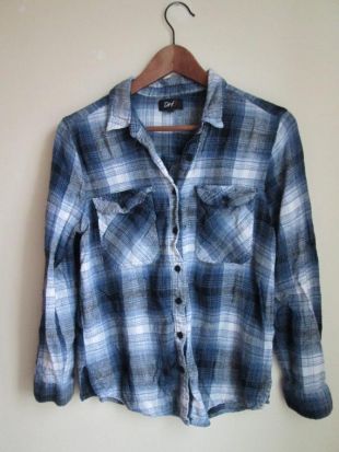 vintage 90s Soft Flannel Plaid Shirt, bleu/blanc