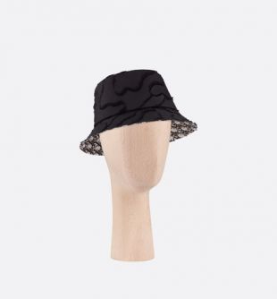 Camouflage Small Brim Bucket Hat Black Cotton Blend