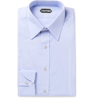 Tom Ford Light-Blue Slim-Fit Cotton-Poplin Shirt with Cocktail Cuffs