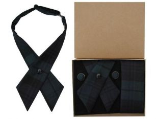 Pure Wool Black Watch Tartan Crossover Tie - Coffret cadeau en boîte