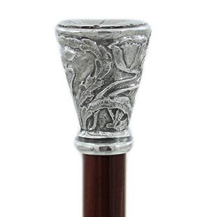 Cavagnini Canne de Marche Bois et poignée d'étain Chiffre liberté. étain Massif robustesse et la beauté. Brillant revêtement de Surface
