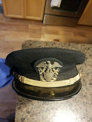 US Original Named WW2 WWII US Navy Officer's Visor Cap Hat Medical Corps